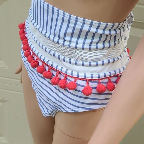 Cocoship Vintage Style Tassel Mesh 2pc swimsuit - Picture 4 of 8